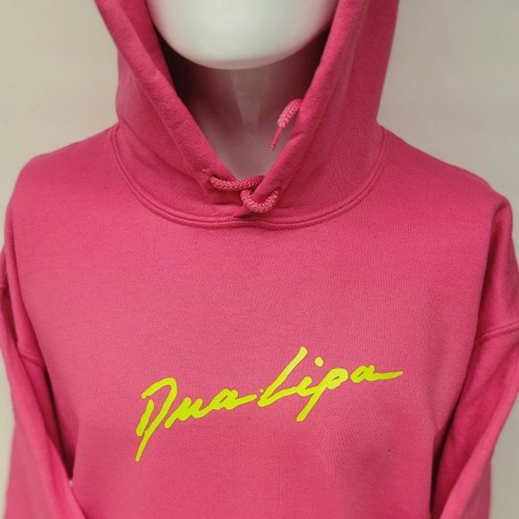 Dua Lipa Pink Pullover Hoodie with colored Print. - Picture 2 of 6